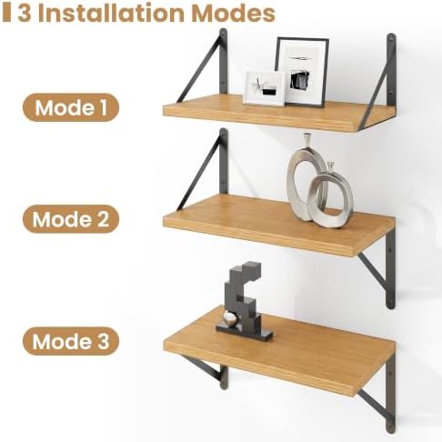 Heimlove Floating Book Shelves for Wall,15.75Inches Long Wall Mounted Bookshelves,Heavy Duty Bracket Shelves for Living 