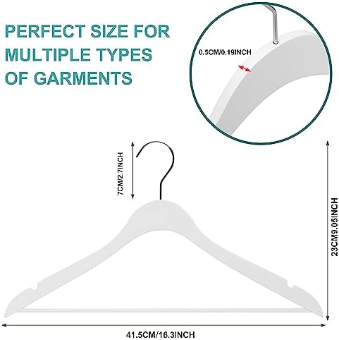 20 Luxury Slim Space Saving Wooden Clothes Hanger with Squared Pant Bar Best for Shirts, Blouses, Pant, Dress, Hangers W