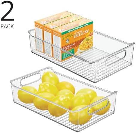 mDesign Plastic Kitchen or Pantry Storage Bins with Handles - Organization in Cabinet, Fridge or Freezer - Fruit Contain