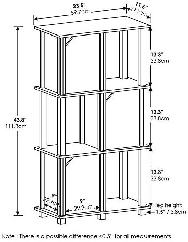 FURINNO Brahms Storage Shelf, 4-Tier, French Oak Grey/Black