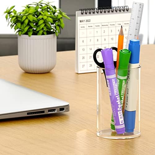 NIUBEE Acrylic Pen Holder for Desk, Clear Pencil Cup Organizer for Office