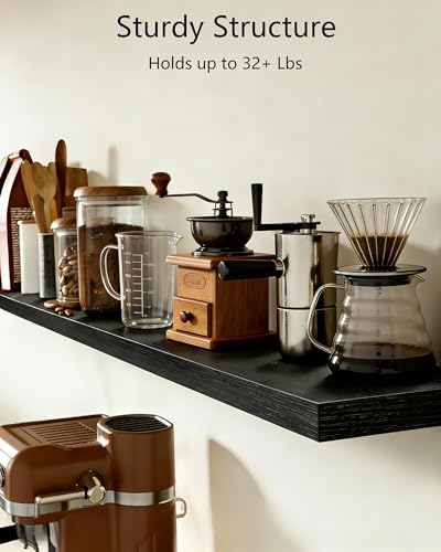 Vervida® Black Floating Wall Shelves 47.2 in Set of 3 Extra Large