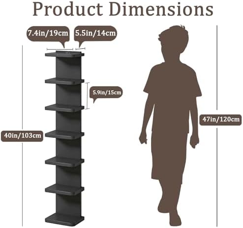 Versatile 7 Tier Wall Shelf Unit, Floating Lack Wall Shelf, Black