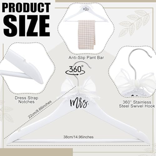 Yuntau Bride Hanger for Wedding Dress Wooden Mrs Hanger,White,Mrs