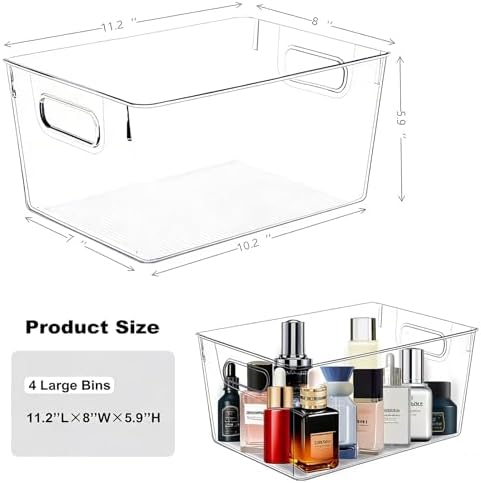 Set of 8 pantry organizers and storage, Clear Plastic Storage Bins for Kitchen Organization, Freezer Storage, Home Edit 
