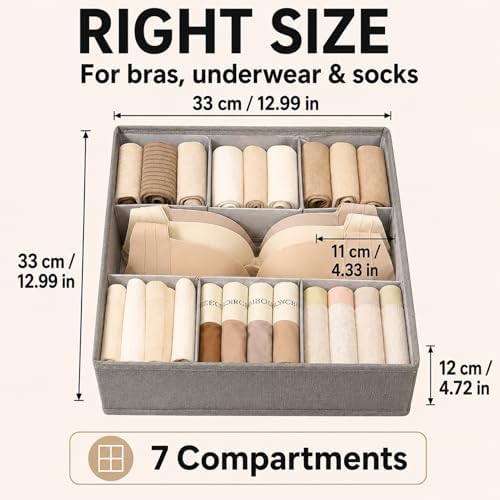 Foldable Underwear Drawer Organizer Multifunctional Fabric Drawer Dividers Storage Box Closet Organizer Bins for Sock Br