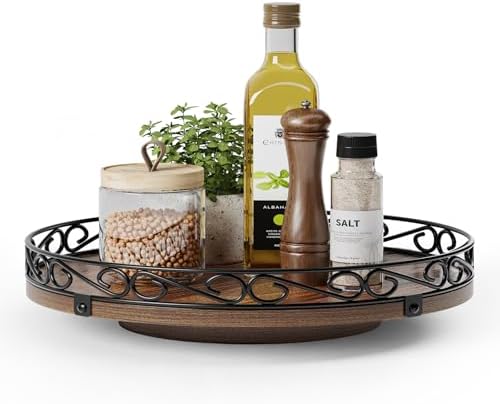 12" Lazy Susan Turntable Organizer for Table Top, Wood Lazy Susan Cabinet
