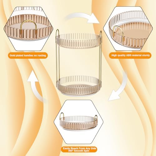 GTI 360°Rotating Makeup Organizer, 2 Tier Bathroom Counter Organizer,Large Capacity Perfume Cosmetics Skincare Vanity Or