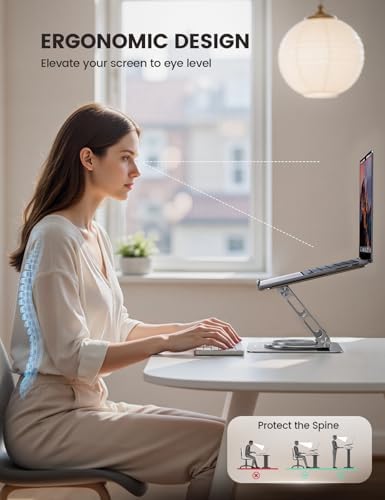 Lamicall Adjustable Laptop Stand for Desk 360° Rotating Base for 10-17.3''
