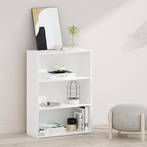 Furinno PASIR Book Shelf, 3-Tier Bookshelf, Storage Shelves Bookcase, 9.7 x 23.7 x 31.5, for Living Room, Bedroom, Home 