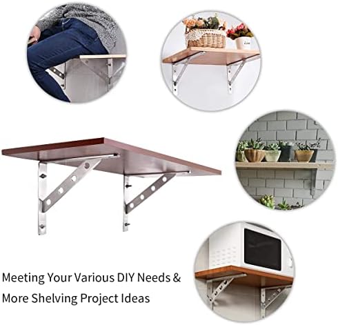YUMORE 12 Inch Shelf Bracket, Heavy Duty L Bracket, 2 Pack