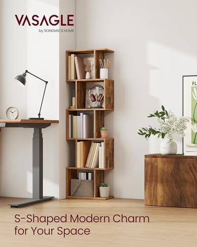 VASAGLE 5-Tier Bookcase, Open Storage, 15.7 x 9.4 x 62.8 Inches
