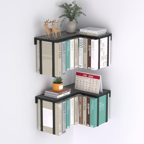 L-Shaped Corner Floating Shelves Set of 2, Floating Book Shelves for Wall