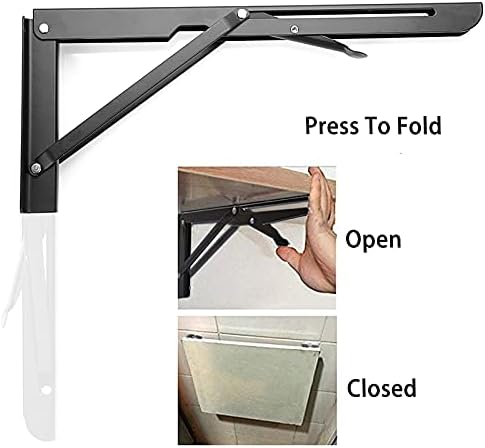 Sumnacon 2 Pcs 14 Inch Folding Shelf Brackets Metal Table Shelf Hinges