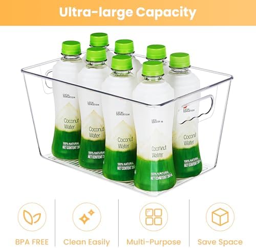 YIHONG Clear Pantry Storage Organizer Bins, 20 Pack Plastic Food Storage Bins with Handle for Kitchen,Refrigerator, Free