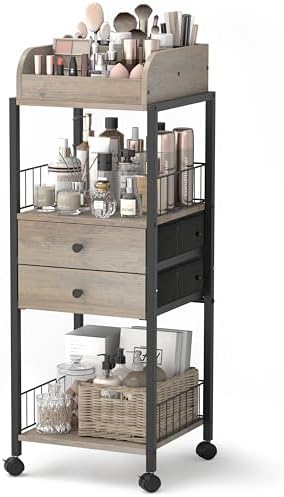Makeup Organizer, Floor Skincare Organizers Make Up Organizers and Storage with Drawers, Vanity Organizer Cosmetics Disp