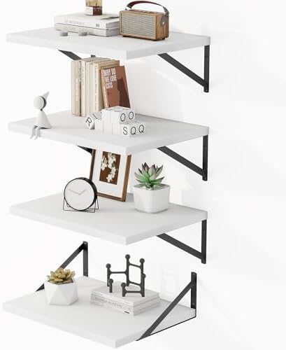 Heimlove 16W x 12D Deep Floating Shelves Set of 4 White