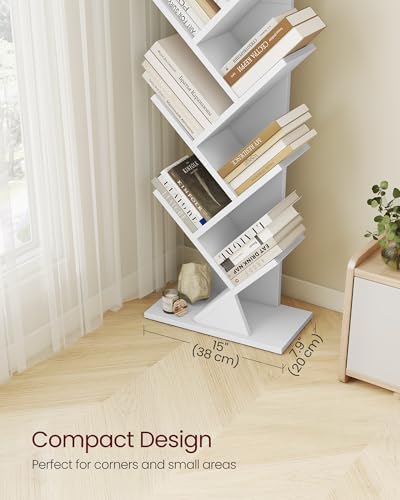 VASAGLE Tree Bookshelf, 9 Tiers, 15 x 7.9 x 45.4 Inches