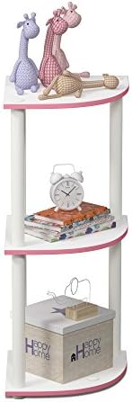 Furinno TURN-N-TUBE Corner Shelf, 3-Tier Corner Bookshelf, Display Storage Shelves with Open Shelves, for Organization a
