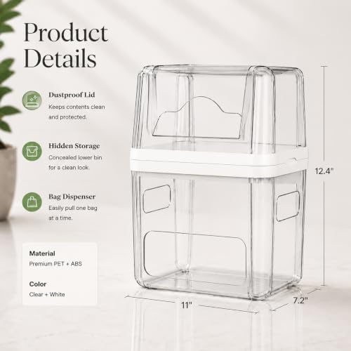 Trash Bag Dispenser Dishwasher Pods Organizer, Clear Acrylic Garbage Bag Holder Under Sink Organizer, Laundry Pods Conta