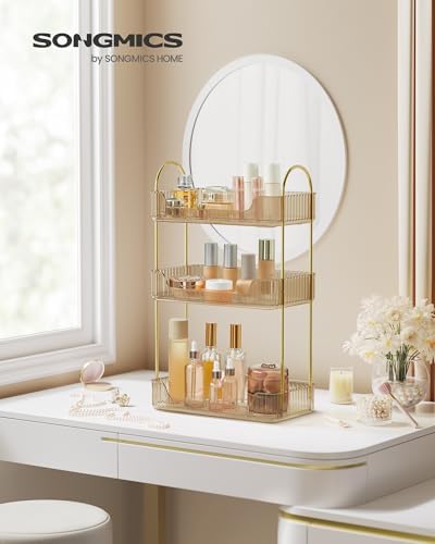 SONGMICS 3-Tier Makeup Organizer, Square, Customizable