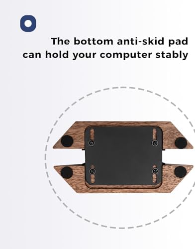 Adjustable Vertical Laptop Stand, MacBook Holder with Wood, Wooden Laptop Stand, Vertical Laptop Holder for Desk, Width 