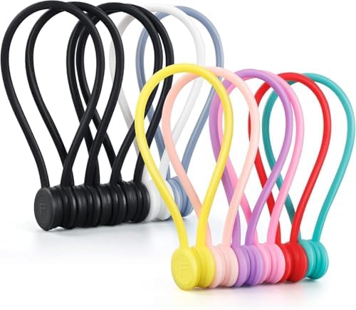 Magnetic Cable Ties – Reusable Silicone Magnetic Cord Organizers for Bundling, Fridge Clips, Book Markers & More – Assor