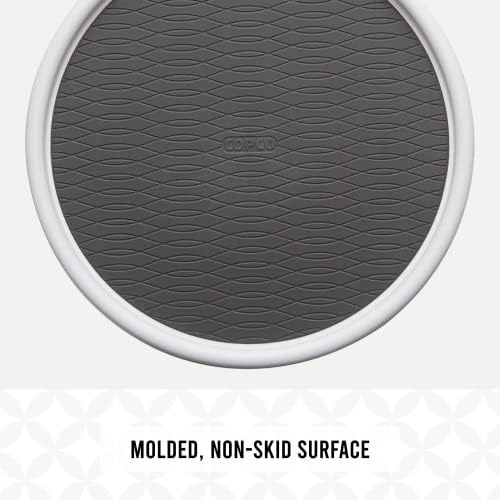 Copco Basics Non-Skid Pantry Cabinet Lazy Susan Turntable, 12-Inch, White/Gray, 1 Count (Pack of 2)