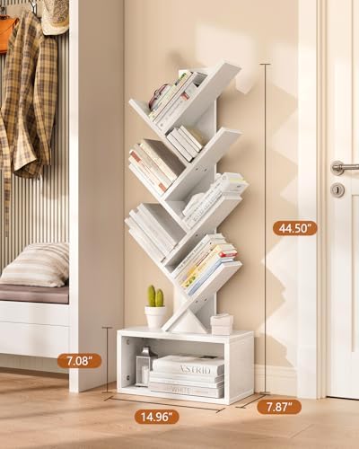 Evermagin 6 Tier Tree Bookshelf with Lights, LED Book Tree Bookcase