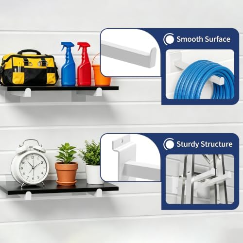 16 Pack Heavy Duty Tube Slatwall Shelf Brackets, Metal Tubular Slat Wall Brackets with Lip, Slatwall Accessories for Gar