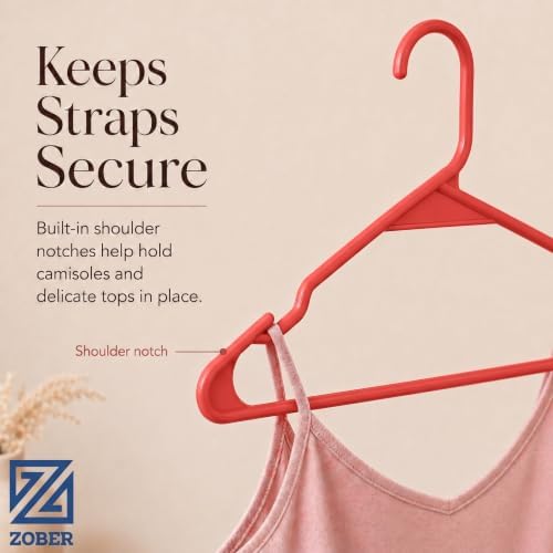 Zober Burgundy Plastic Hangers 50 Pack, Clothes Hangers Plastic