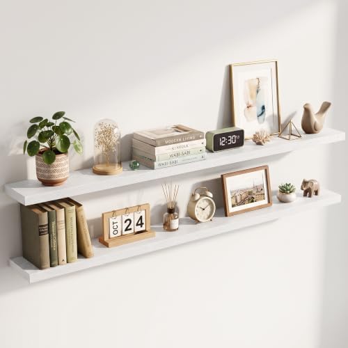 72 Inch Floating Shelves for Wall 2 Pack, Wood Wall Bathroom Shelves
