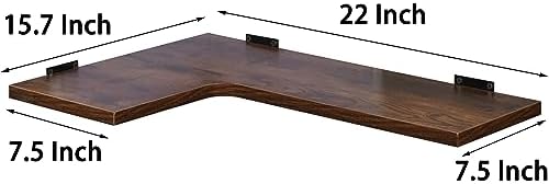 YYWUOJJ 22 Inch Corner Shelf Wall Mounted, Corner Floating Shelves for Wall, Set of 4 Brown