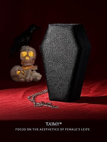 TAIMY Coffin Jewelry Box, Mini Coffin Shaped Gothic Jewelry Case, Plush Velvet Small Jewelry Organizer for Earrings Rings Necklaces Bracelets