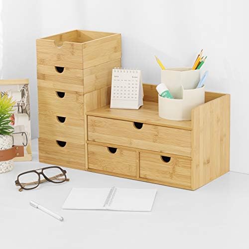 Bamboo Desk Drawer Organizer, Desktop Organizer with Drawers(2 Drawers)