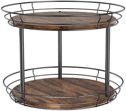 LAMU 2 Tier Lazy Susan Turntable Rotating Spice Rack Organizer for Cabinet