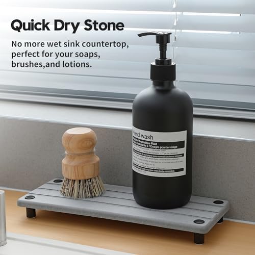 Razborci 2 Pack Fast Drying Water Absorbing Diatomite Stone Mat Tray for Kitchen & Bathroom Counter - Instant Dry Sink C