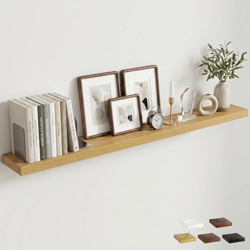 55 Inch Floating Shelves for Wall, 6.5"D Wood Storage Shelves, Oak Finish