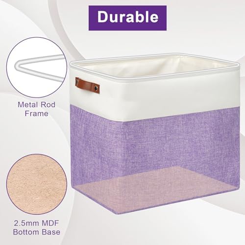 Bagnizer Large Fabric Storage Baskets | 50L Storage Bins, Decorative Linen Closet Baskets with Handles for Organizing, S