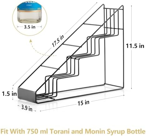 kimilus Coffee Syrup Rack for Coffee Bar Accessories, Fits with Torani and Monin Syrup, Coffee Bar Organizer Holds 4 Bot