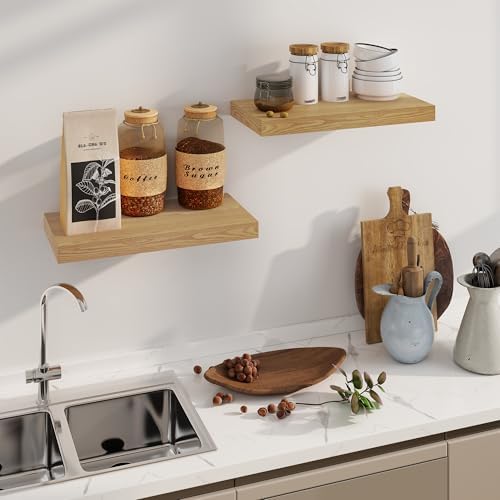 Floating Shelves for Wall, 8 Inch Deep Floating Shelves, 24"W x 8"D Wall Shelves Set of 2, Rustic Wood Floating Shelf fo