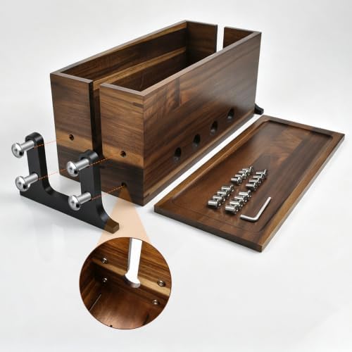 Large Wood Cable Management Box, Vintage Walnut Cord Organizer 14"
