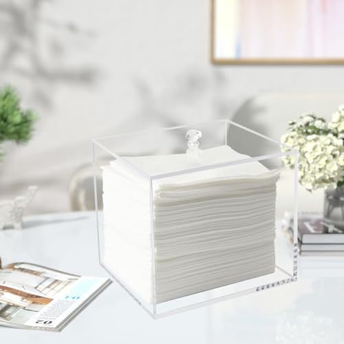 Weiai Disposable Face Towel Holder Container Acrylic Box for Clean Towels Clear