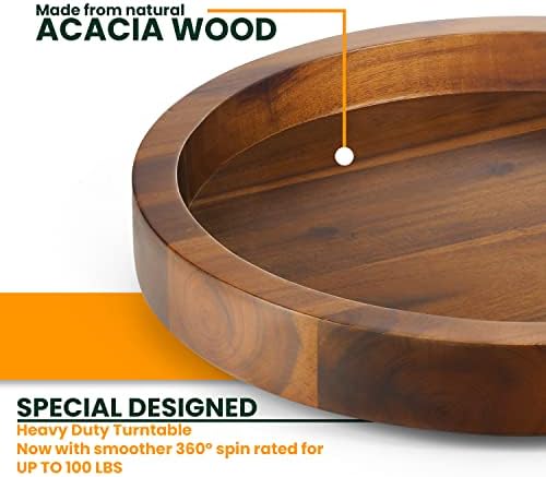 TIDITA 13" Wooden Lazy Susan Organizer for Tabletop 360° Rotation, High Rim