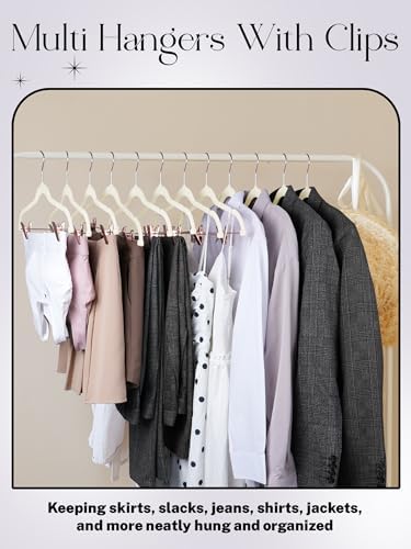 HOUSE DAY Pants Hangers with Clips 24 Pack, with Rose Gold Hook and Clips