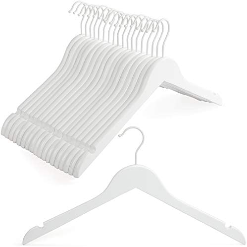TOPIA HANGER Wooden Hangers 18 Pack, Premium Bride Hanger for Wedding Dress, White Wood Suit Coat Hanger with 360°Swivel White Hook, Extra Smoothly Cut Notches-CT21W