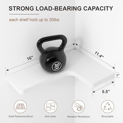 fuqing Corner Floating Shelves, Wall Shelf Set of 3, Shelves for Wall Storage, Solid Wood Shelves for Storage, Wall Moun