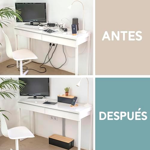 NATURE SUPPLIES Set of 2 Wooden Cable Management Boxes, Large and Medium Cord Organizer to Hide Wires and Power Strips f