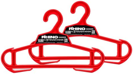 Rhino Tough Hook Heavy Duty Clothes Hangers, USA-Made, Body Armor, 2 Red