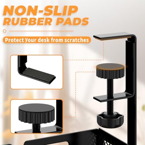 Under Desk Cable Management Tray, No Drill Steel Desk Cable Organizers, Wire Management Tray Cable Management Rack (24.4